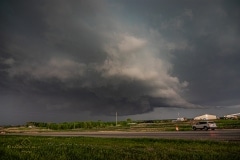 April 12 2022 wall cloud with tail on the tornado producer supercell in the area of Temple Texas
