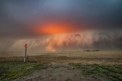ornado-warned supercell structure and rapidly spreading wildfire near Gove City, Kansas - June 20, 2026