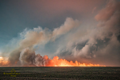 ornado-warned supercell structure and rapidly spreading wildfire near Gove City, Kansas - June 20, 2026