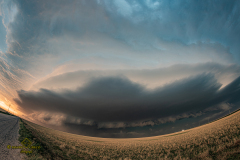 ornado-warned supercell structure and rapidly spreading wildfire near Gove City, Kansas - June 20, 2026