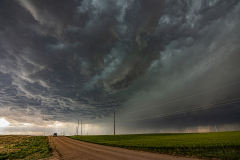 Tornado-warned supercell and ominous wall cloud near Goodland, Kansas - May 16, 2026