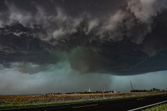 Tornado-warned supercell and ominous wall cloud near Goodland, Kansas - May 16, 2026